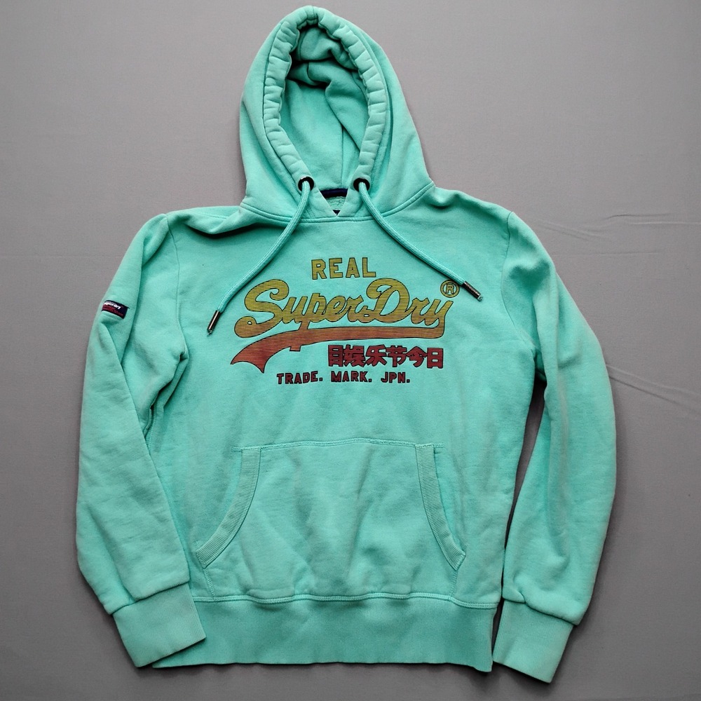 Superdry Mens Vintage Logo Hoodie Aqua Teal Green Large M20987NT